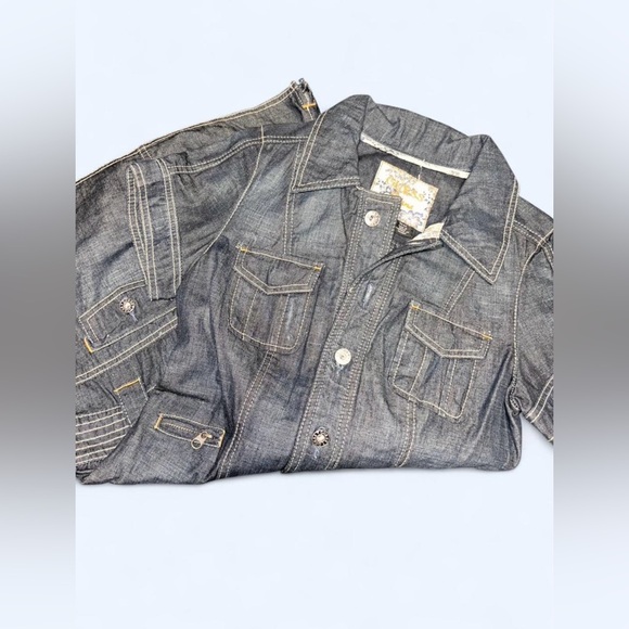 Guess Dark Denim Short Sleeve Mini Dress | Size Medium - Picture 6 of 6